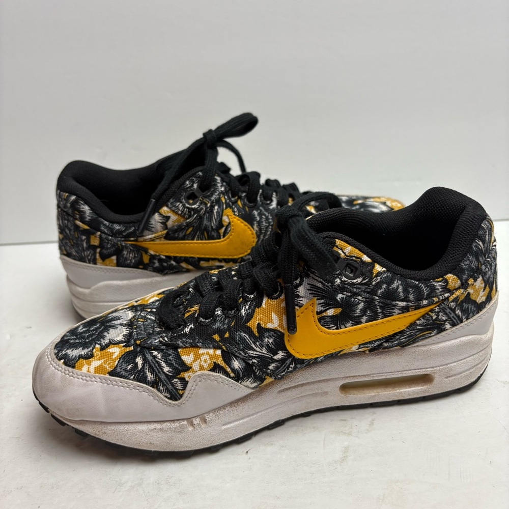 Nike Women’s AIR MAX 1 QS 'Floral' - 633737-100 Black Yellow Size 6.5 Tropical - Picture 6 of 12